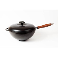 Кастрюля WOK с деревянной ручкой с крышкой в матовом покрытии
