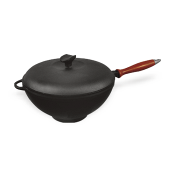 Кастрюля WOK с деревянной ручкой и крышкой